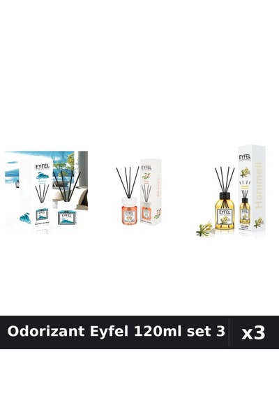 Eyfel Set 3 Odorizante Camera cu Betisoare 120ml - Ocean, Acacia, Mana Maicii...