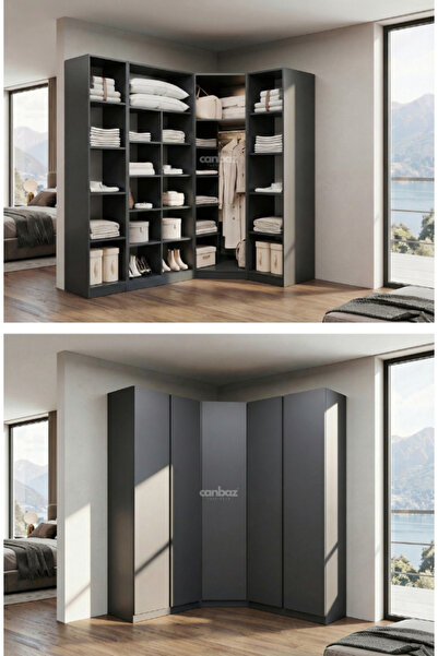 CANBAZ FURNİTURE Mira modüllü köşe 5 MDF kapaklı %100 MDF (KURULUM DAHİL)