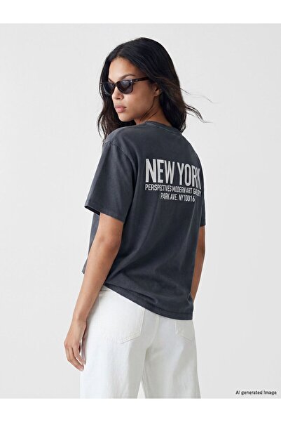 LC Waikiki Lcw Vision New York Printed Oversize Women's T-Shirt