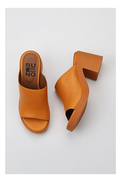 BUENO Shoes Turuncu Deri Kadın Topuklu Terlik 01wy12505