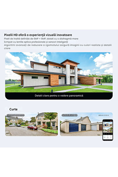 OEM Sistem de supraveghere profesional cu 4 camere duble cu proiector led de exterior incorporat, WI-FI, 360, Carcasa metalică