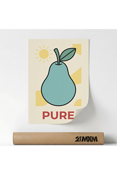 21mxm Декоративен плакат с тема Поп арт с плодове - "Pure", Текстилен материа...