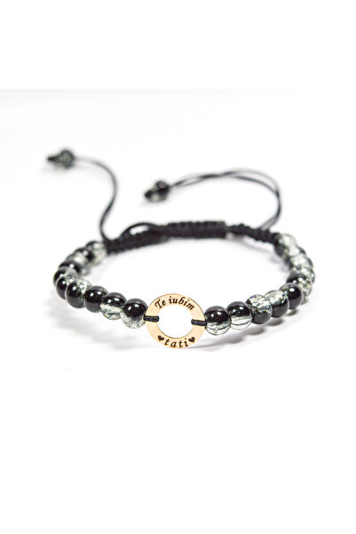 BLACK SWAN Bijoux Bratara reglabila cu disc din aur 14k si cristale - Cadou p...