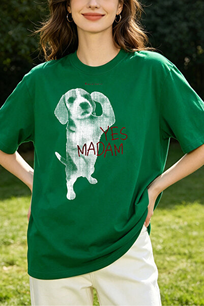 Fleck Womens T Shirts Dog Yes Madam Graphic Print Casual Oversized Style