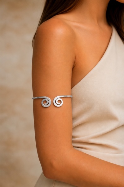 Sevil Gülgün Atelier Handmade Light Gold Pazu Handcuff – Arm Cuff Upper Arm B...