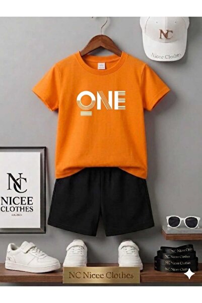 NC Nicee Clothes Summer Children's T-Shirt Shorts Unisex (White One Print)