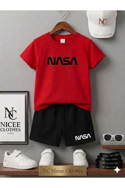 NC Nicee Clothes Summer Children's T-Shirt Shorts Unisex (Black with Large Na...