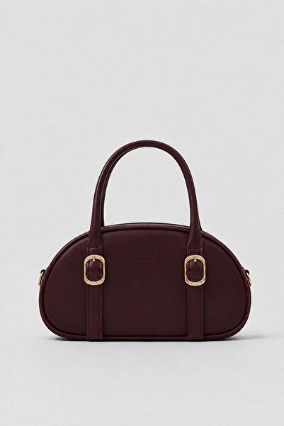 Shanta Burgundy D61 Gold Buckle Oval Design Zippered Large Internal Volume St...