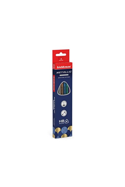 Erich Krause Triangular pencil with eraser Metallic HB 12 pcs/box EK