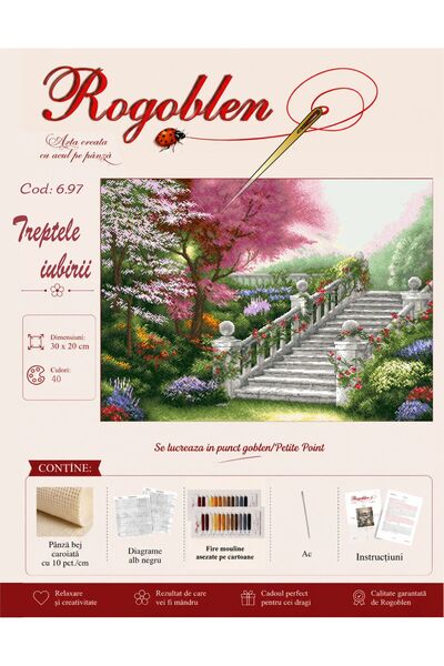 Rogoblen Sewing kit Steps of Love - gobelin Top Bottom Set with canvas, black...