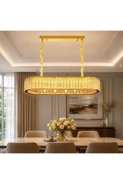 proled Gold crystal LED chandelier 128W (64W+64W), remote control, Glimmer A6...