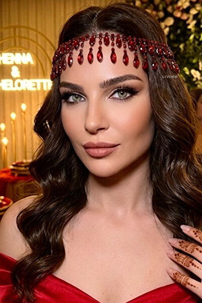 LIVOSH إكسسوار شعر ملون مرصع بالأحجار الكريمة، تاج العروس الصيني