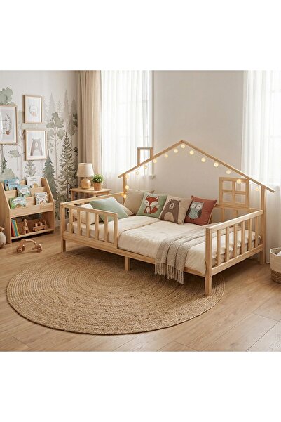 Baby Plus Arkası Çatılı Montessori Karyola 90x190 cm