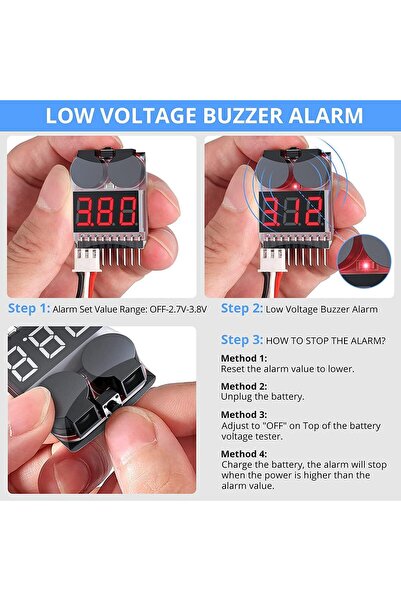 Kuzey RC LiPo Alarm Batarya Voltaj Ölçer 1S-8S Düşük Voltaj Uyarı Modülü