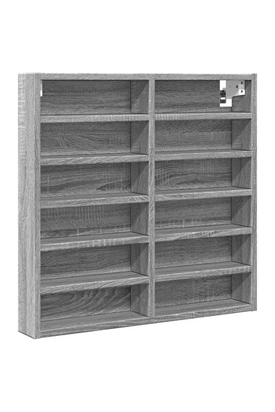 vidaxl Dulap cu vitrină, sonoma gri, 100x8,5x58 cm, lemn prelucrat