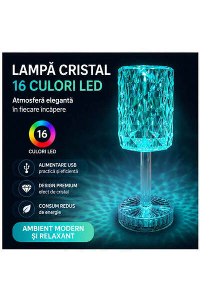 OEM Lampă Cristal pentru Birou cu 16 Culori LED – Design Elegant