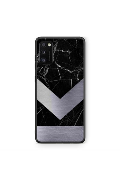 Other Samsung A41 Marble Arrow Down Black Glossy Θήκη