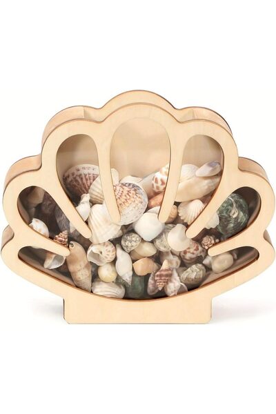 Arabest Seashell Display Box,Wooden Shadow Box,Acrylic Panel,7.2 x 6.1 x 2 In...