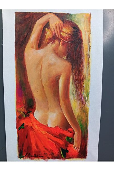 Kırmızının Asaleti Orijinal El Yapımı Yağlıboya Figüratif Tablo 20x40 cm