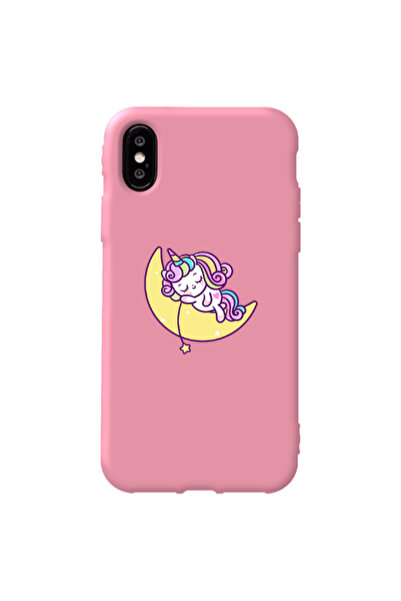 Other Apple iPhone X Sleeping horse Pink Colored Silicone TPU Θήκη