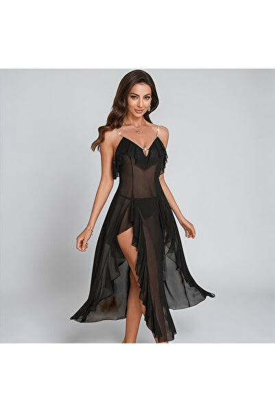 VELVIA Chiffon Lingerie with Side Cut-Outs