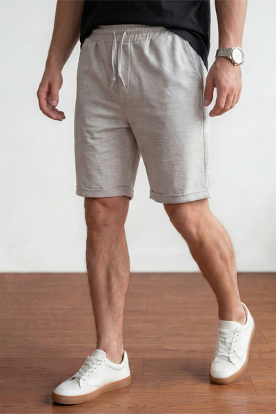 Veleno Men's Karmelange Pique Fabric Double Pocket Bermuda Shorts