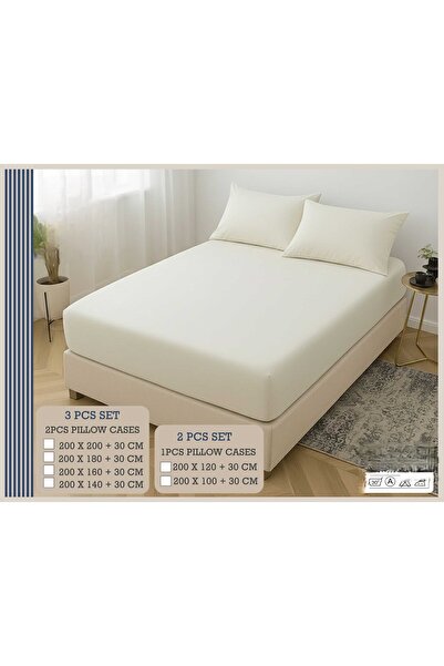 Ropi Nefir Textured Rubberized Sheet 3 Pieces - Soft Patterned Bed Sheet Set