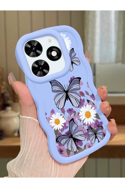 Hontinga Tecno Spark 20 Compatible Case Camera Protector Blue Silicone Couple...
