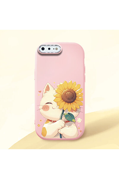 Hontinga iPhone 8 Plus Uyumlu Kılıf kamera koruyucu Pembe Silikon Couple Tele...