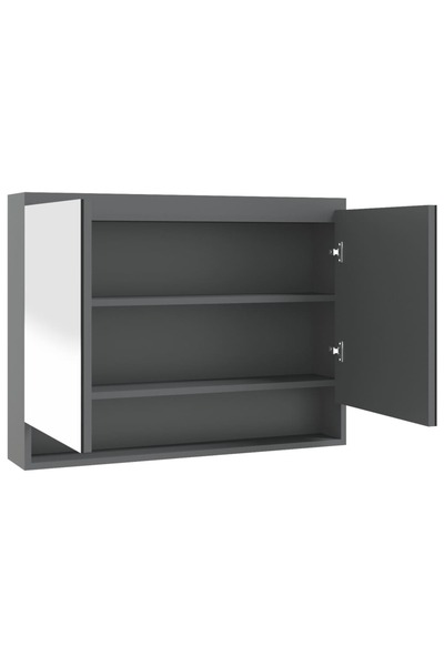 vidaxl Bathroom cabinet with mirror, gray, 80x15x60 cm, MDF