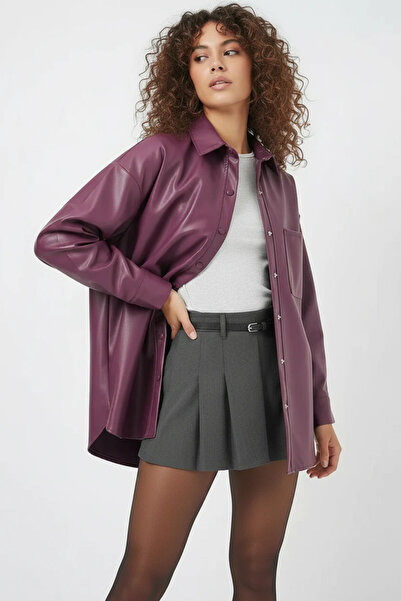 buğrahayalin Women's Oversize Cut Plum Shirt