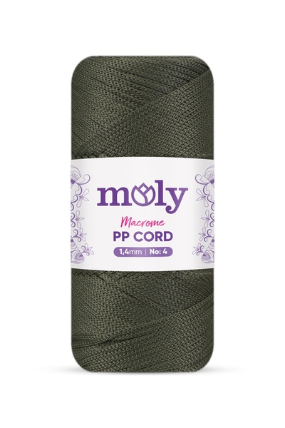Moly Pp Cord No:4 Polyester Makrome Ip |Col. No: 193 - Koyu Haki | 4mm 200gr