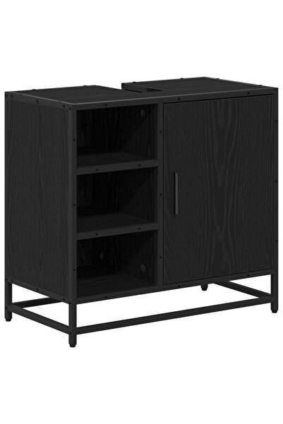 vidaxl Bathroom Cabinet with Door Black Oak 65 x 33 x 60 cm Composite Wood