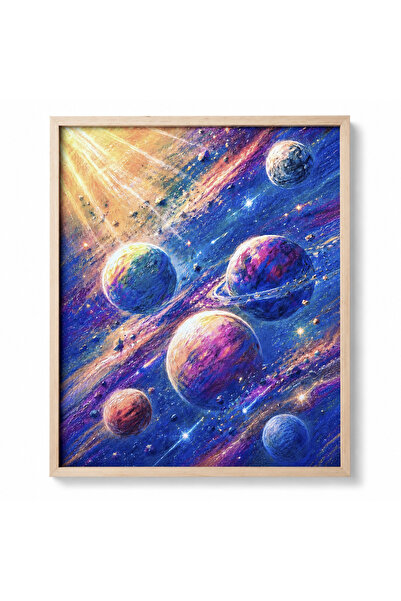 OEM Tablou decorativ copii „Parada Planetelor”, 40 x 50 cm, ilustratie cosmic...