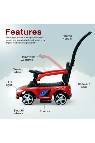 Raed Azzeem 908T Tambourine Car Toy for Kids, Red Color