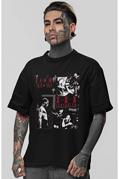 SEVBANO Tricou oversize unisex cu imprimeu X Tentacion Rapper Singer