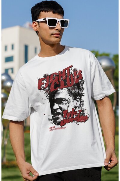 SEVBANO Tricou supradimensionat unisex cu imprimeu Tyler Durden, filmul legen...
