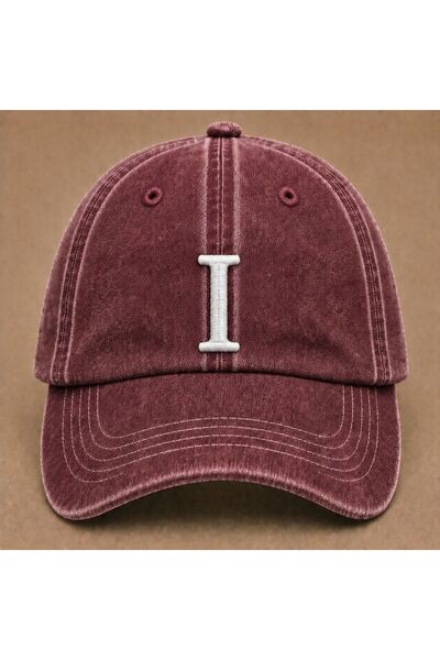 WeavedCo Letter "I" Special Design Embroidered Vintage Washed Baseball Cap fo...