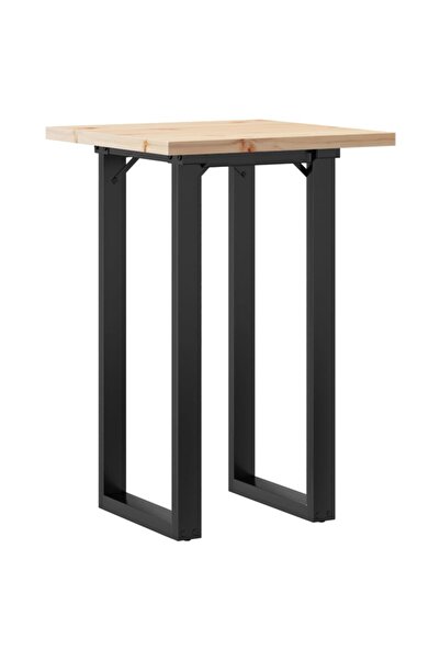 vidaxl Masă bucătărie, cadru O, 50x50x75,5 cm lemn masiv pin și Oţel