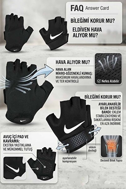 Nike Siyah Fitness ve Ağırlık Eldiveni - Profesyonel Sporcu Eldiveni)