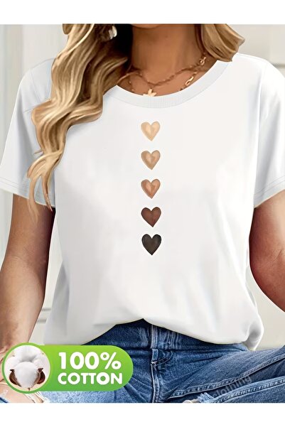 PAVRO Unisex Άνετο T-shirt με μικτό σχέδιο και στάμπα