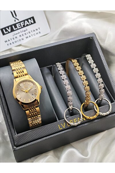 LV LEFAN Women's Watch with 3 Matching Accessory Bracelets.