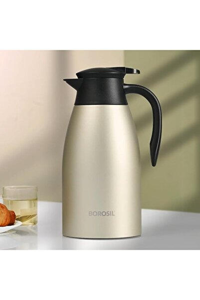 Borosil Oyster Vacuum Insulated Stainless Steel Teapot, Silver, 2 L