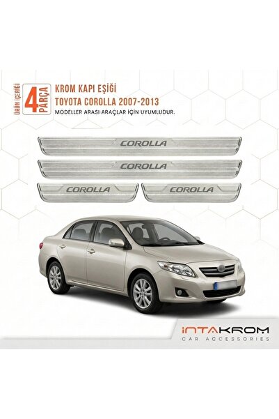 intakrom Toyota Corolla 2007-2013 Uyumlu Satine Krom Kapı Koruma Eşiği 4 Parça