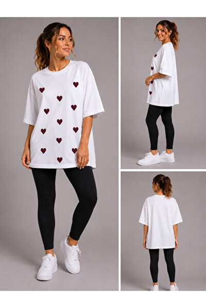 Trendline Trendy ženska bluza od tkanog materijala sa printom srca, širokih k...