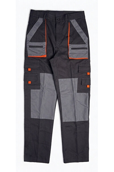PandaForma Anthracite Unisex Gabardine Work Trousers with Bellows Pockets