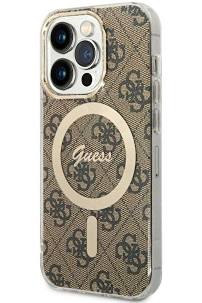 Guess MagSafe Πίσω Κάλυμμα Σιλικόνης Καφέ (iPhone 14 Pro) Κωδικός: GUHMP14LH4STW