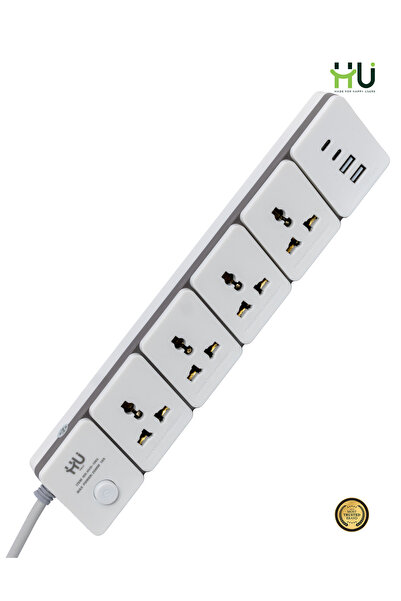 HU HAPPY USER Extension Power Socket 4 Outlet + USB with 3M Cable – Heavy Dut...