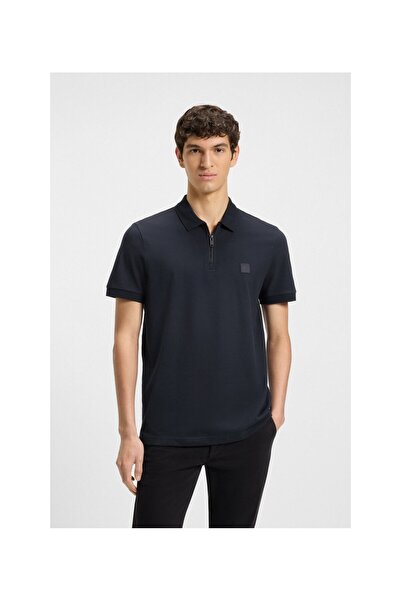 BOSS Pamuklu Slim Fit Yarım Fermuarlı Polo Yaka T Shirt Erkek POLO YAKA T SHİ...