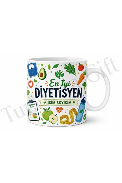 Tupya Gift Diyetisyene Hediye İsme Özel Baskılı Kupa Bardak Meslek Temalı Por...